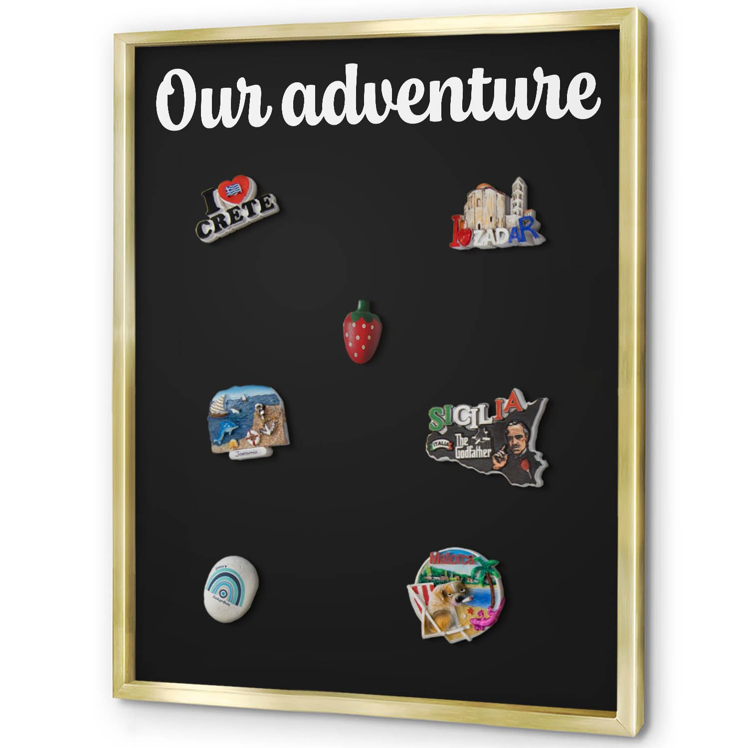 Explorer Magnetic Board 60x80 cm | Gold Frame | Our Adventure