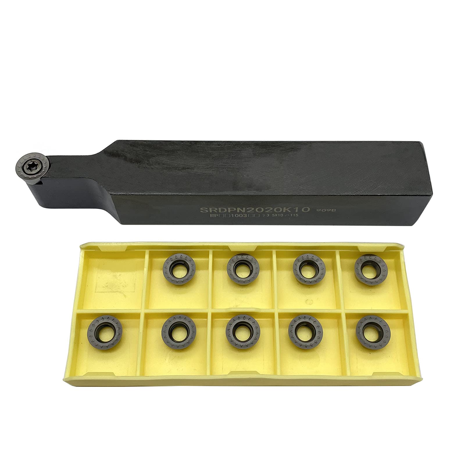 GBJ SRDPN2020K10 (20mm*125mm) + RPMT10T3 45° Lathe Turning Holders Lathe Turning & Profiling Tool Holder for Round Carbide Inserts RPMT10 RPMT08 (SRDPN2020K10 + R5 Inserts)