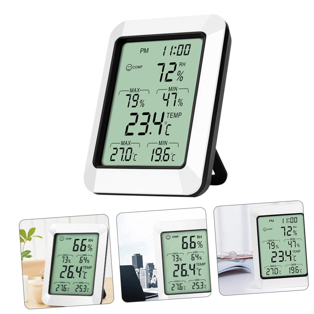 SUPVOX 3pièces Hygromètre Numérique Intérieur Moniteur De Température Et Humidité Économique Écran Large Support Pour Chambre Bureau Cuisine Et Salle De Bébés Sans Pile