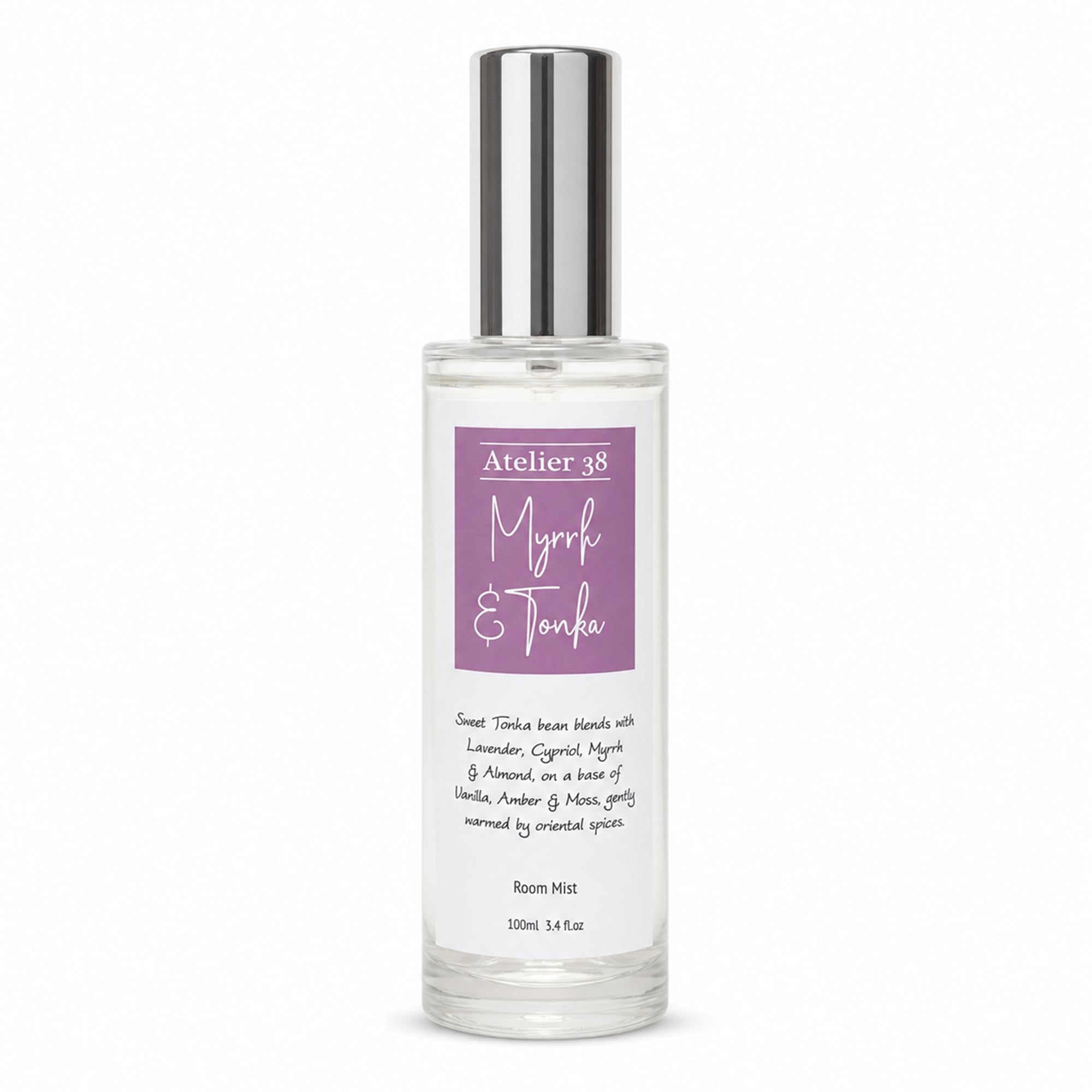 Atelier 38 Myrrh & Tonka Room Spray for Home 100ml - Luxury Room Spray Fragrance, Natural Air Freshener Spray for Home, Bedroom & Bathroom Air Freshener, Home Fragrance Mist, Made in Surrey Hills