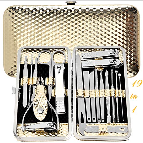 Nail Clipper Set, 19 In 1 Manicure Pedicure Ear Picking Tool Set, Tools For Nail, Cutter Kits, Includes Cuticle Remover with Portable, Nail Tools with Luxurious Travel Case