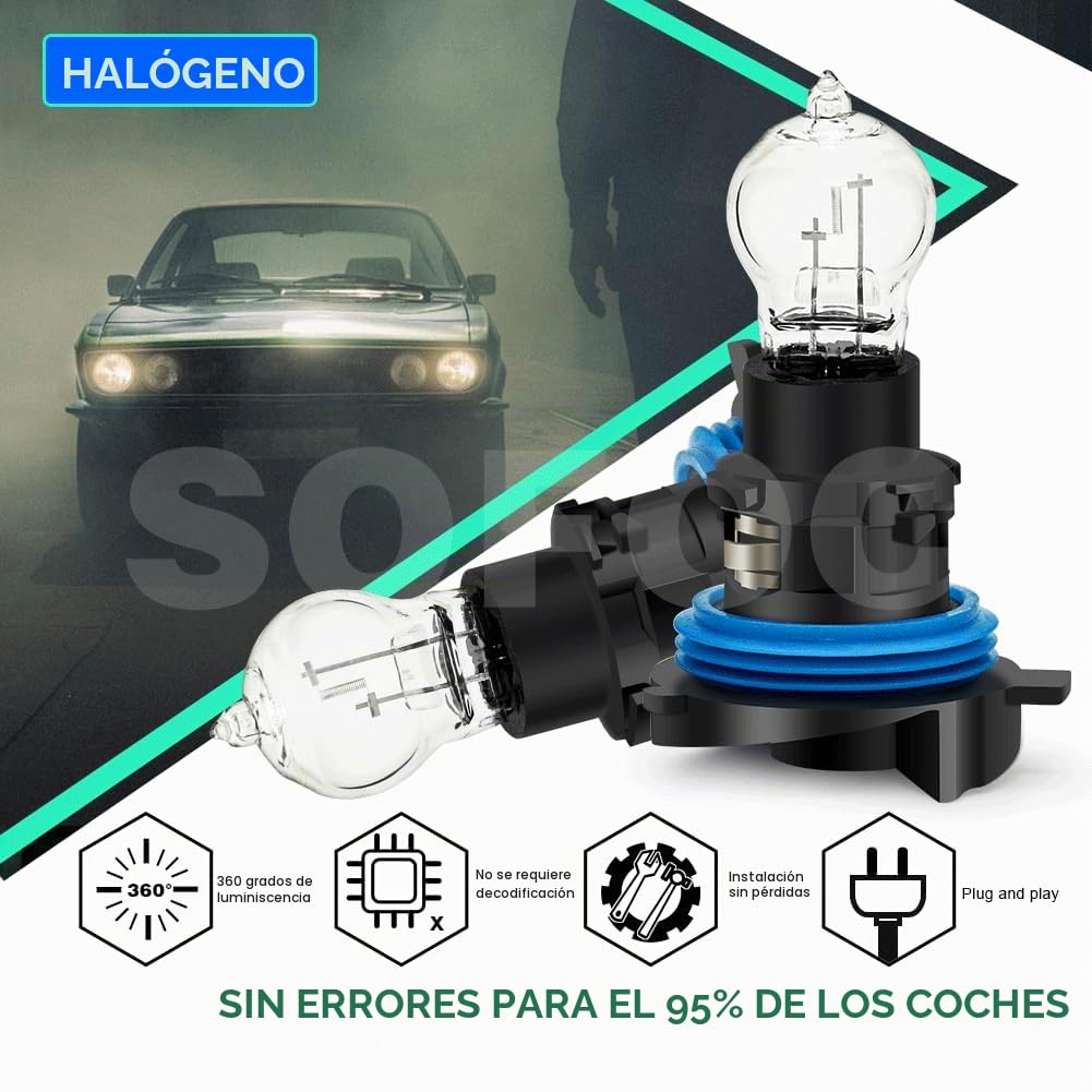 SOFOC HP24W Bombilla 12V Luces de Niebla Blanco Cálido Faro de Niebla DRL Luces de Posición Para Modelos C5 24W Bombilla PG20-1 No Polarizada 2Piezas