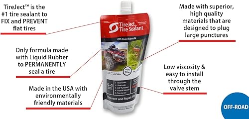 Miniatura 5 de TireJect Recambio de sellador de neumáticos todoterreno (botella de 40 onzas) - Reparación de neumáticos planos - Repara y evita neumáticos planos -