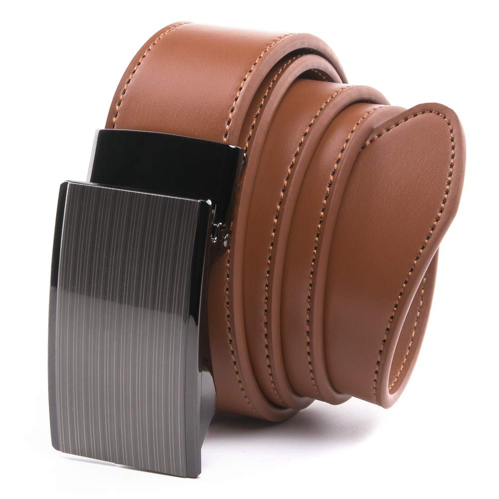 landmark Men's Belt Genuine Leather Dress Belts Ratchet Automatic Buckle Size Customized (44/46, Brown2050)