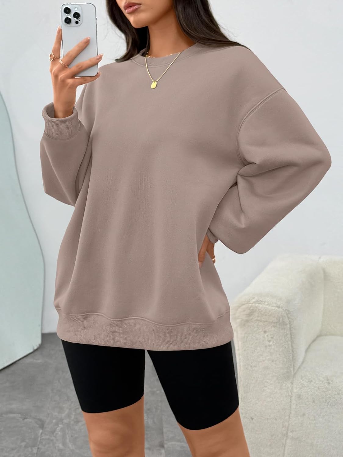 WYNNQUE Oversized Sweatshirts For Women Crewneck Fleece Pullover Comfy Hoodies Fall Outfits Fashion 2026 Winter Clothes - Image 2