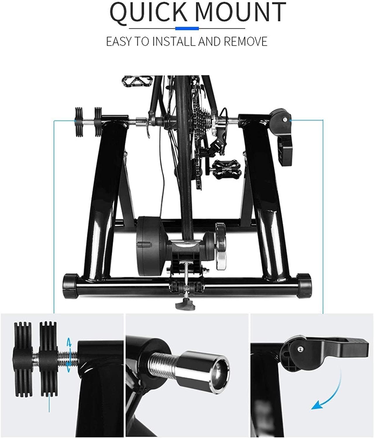 Bike Trainer Stand for Indoor Riding Portable Indoor Trainer 6 Speed Stationary Bike Stand for Exercise Magnetic Bicycle Resistance Trainers for Road Bikes (Black)