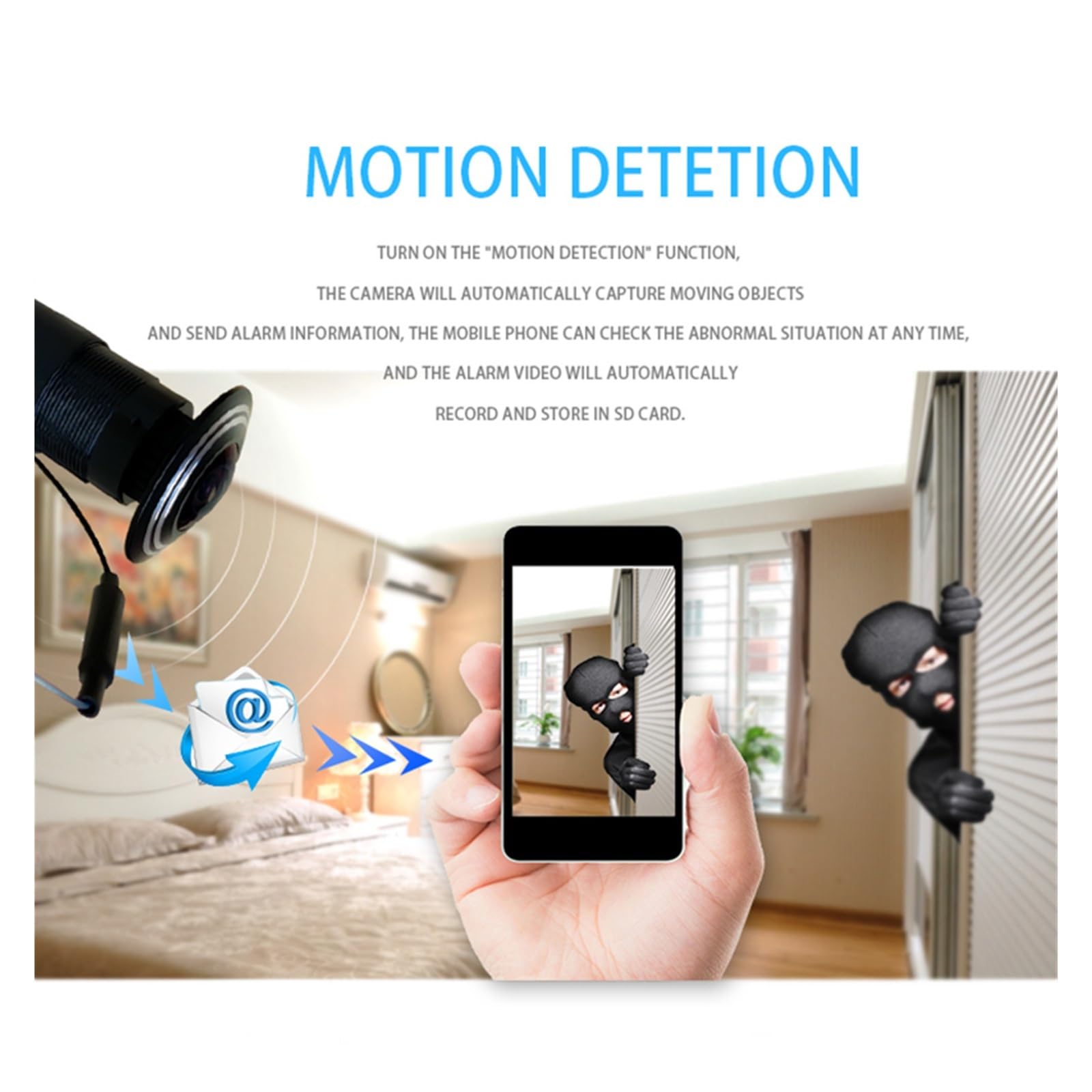 THikk Smart Tuya Mini WiFi 1080p HD Campanello spioncino monitoraggio Allarme Telecamera Wireless Nascosta Controllo App di Sicurezza videocamera IP (Color : 1.3MP Cam, Size : U/K)