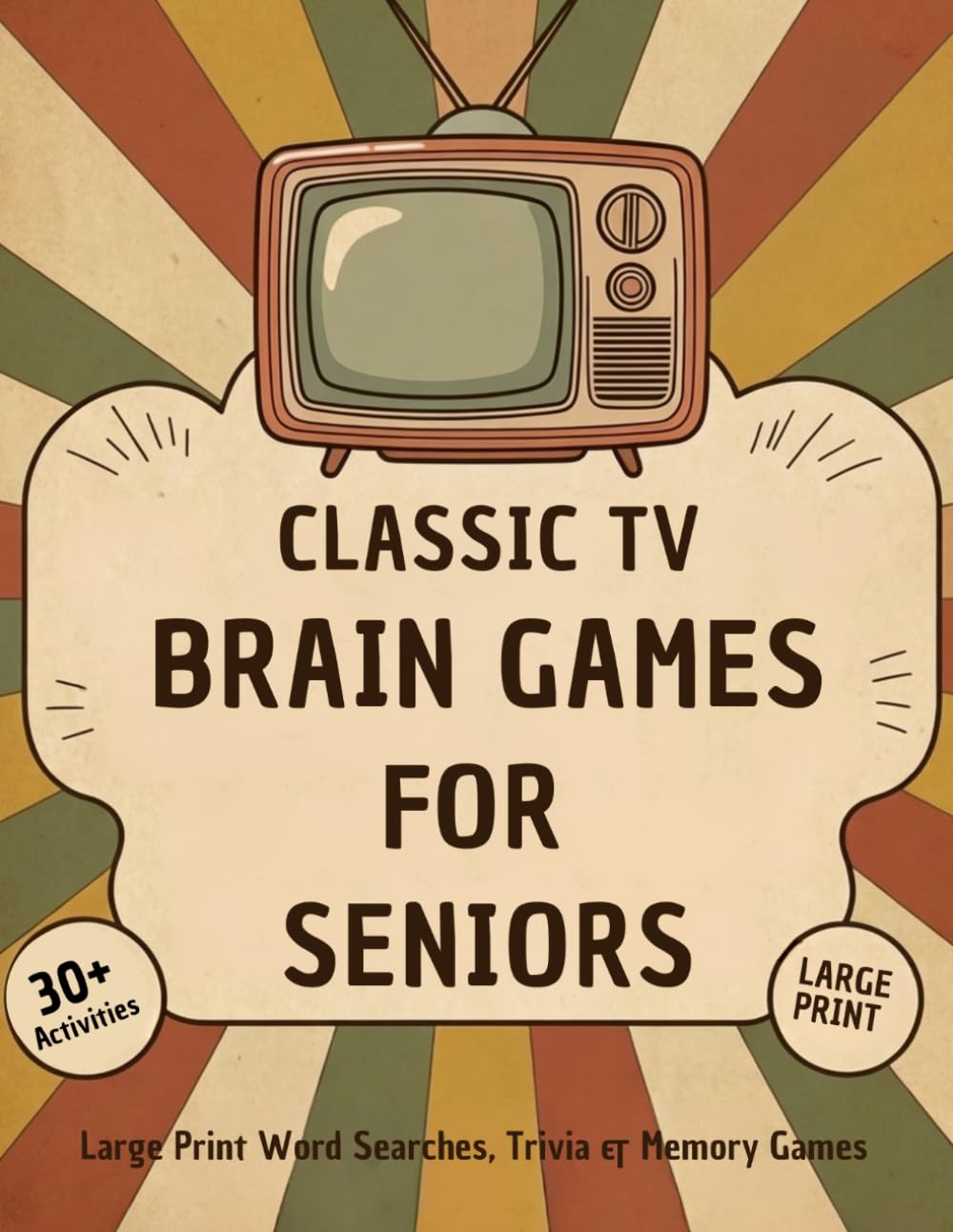 Classic TV Brain Games for Seniors: Large Print Word Searches, Trivia & Memory Games