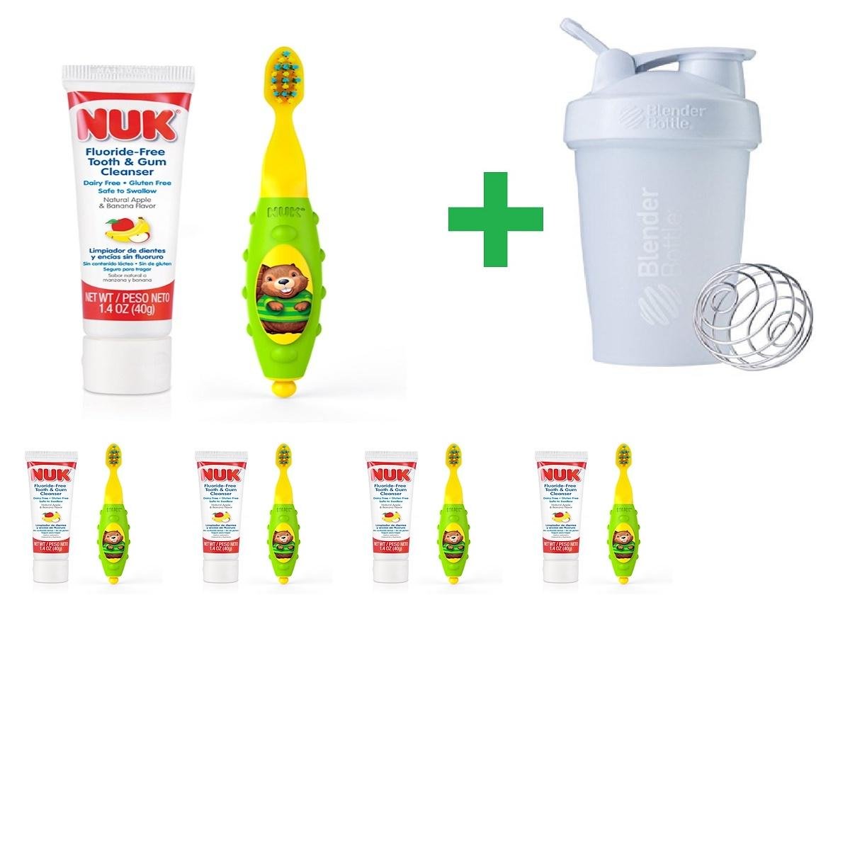 NUK, Grins & Giggles Toddler Toothbrush Set, 12+ Months, 1 Cleanser & 1 Brush(5 Packs)+ Assorted Sundesa, BlenderBottle, Classic With Loop, 20 oz