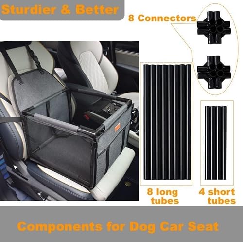 GoBuyer Waterproof Pet Dog Car Seat Booster Carrier Box and Basket with Seat Belt Harness Restraint for Puppy Cat Travel (Grey, Standard 40x40cm) - Image 5
