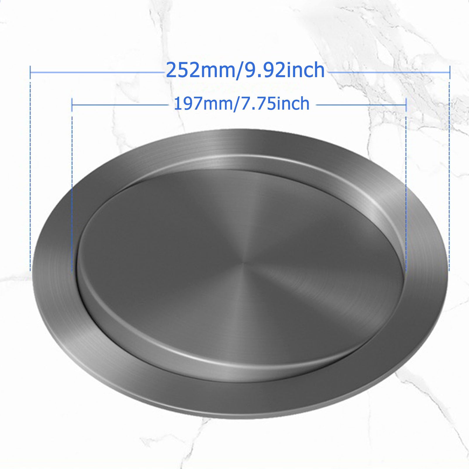 Wbudowana pokrywa kosza na śmieci, z klapką ze stali nierdzewnej, zsypu, okrągła, biała średnica 252 mm(Diameter 252mm)