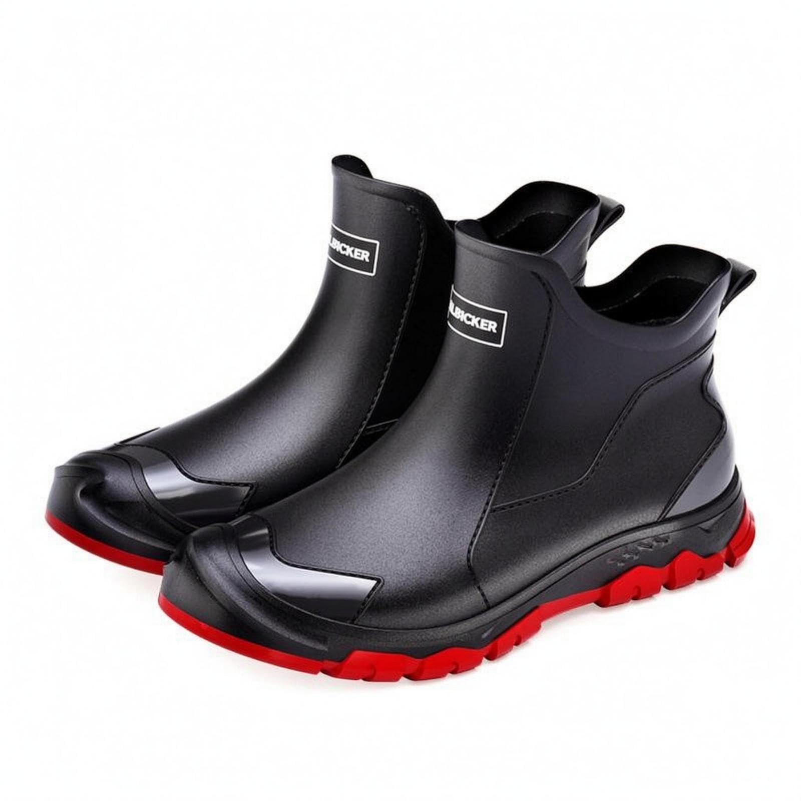 Ankle Rain Boots Red Trim Pull-on Rain Boots Low-Cut 41 Black Red|Clothing Shoes & Accessories| Womens Shoes| Boots-image-22