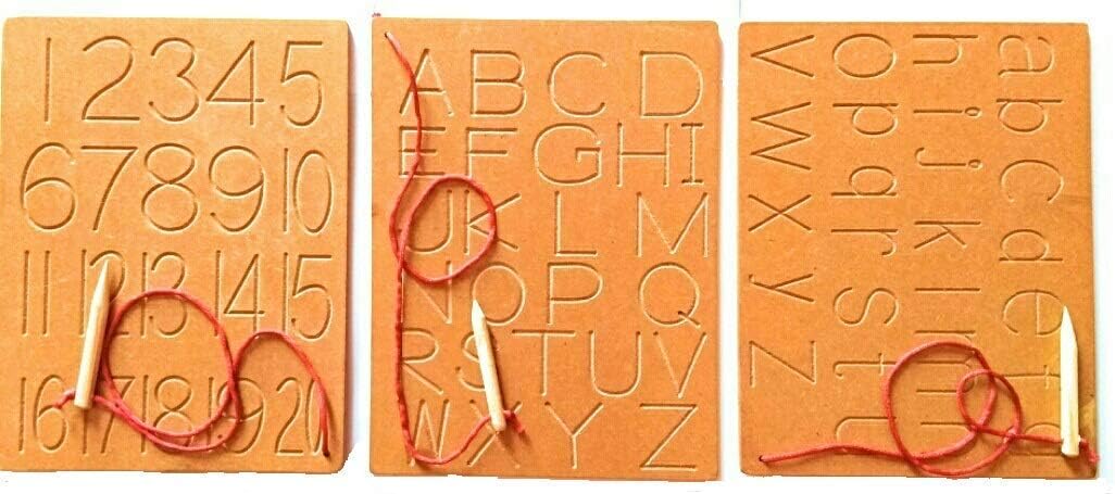 futurez key� Capital and Small Alphabet with Numbers Writing Practice Wooden Boards Educational Toys for Kids (3 to 7 Years) -Set of 3-Orange