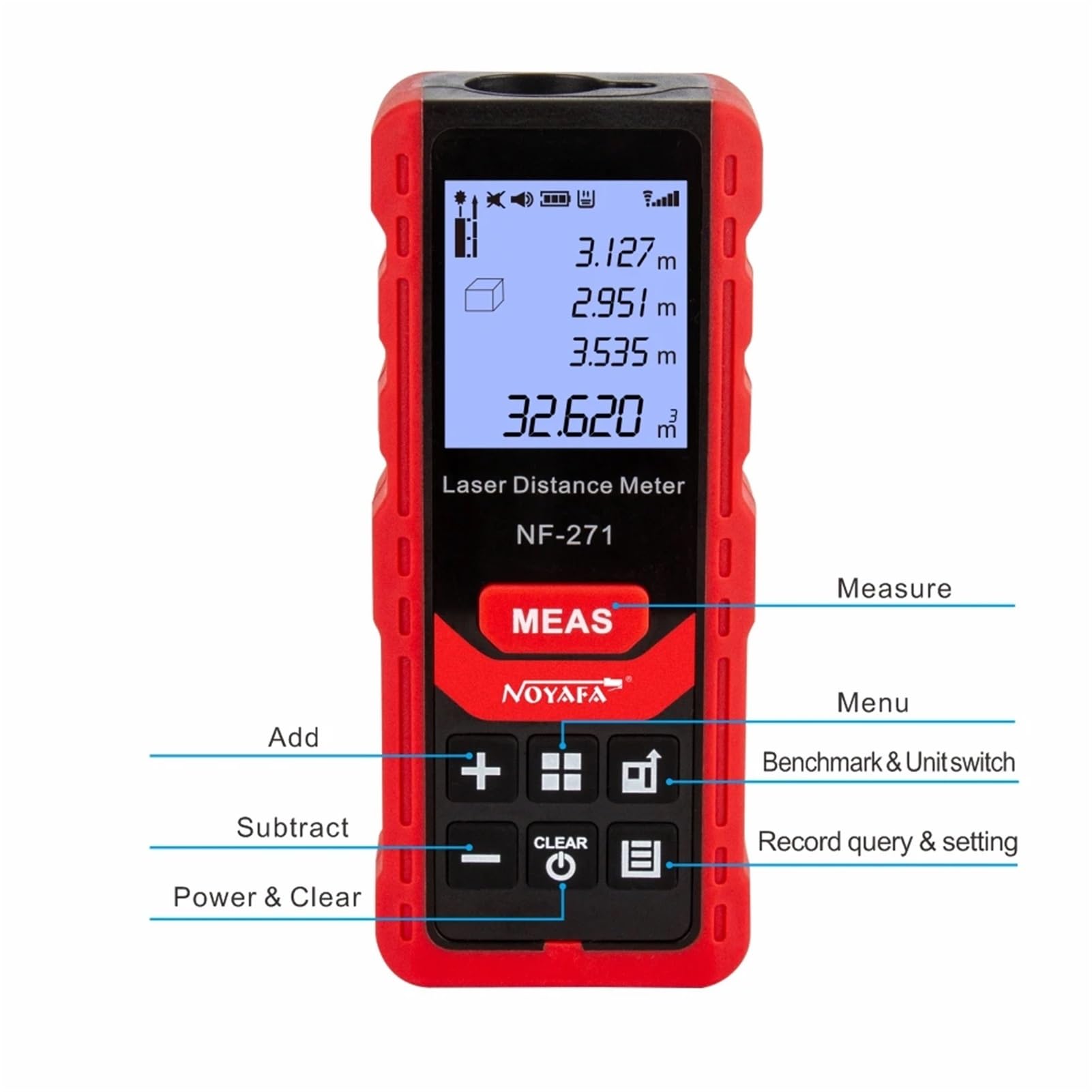 Laser Distance Meter 40M 80M Rangefinder Tape Range Finder Measure Device Digital Ruler Test Tool(NF-271-80m)
