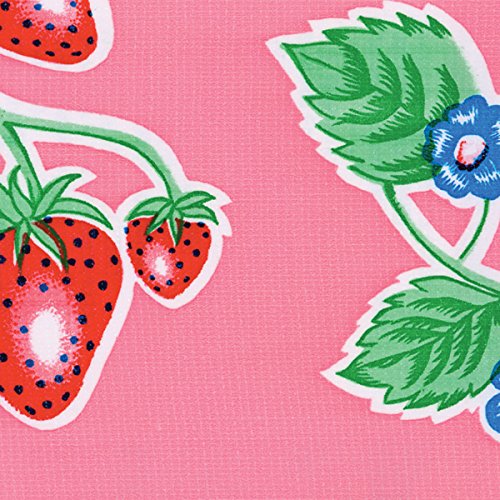 Aunties Two Oilcloth 47/48" Wide 12 Yard Roll-Forever Strawberries/Pink