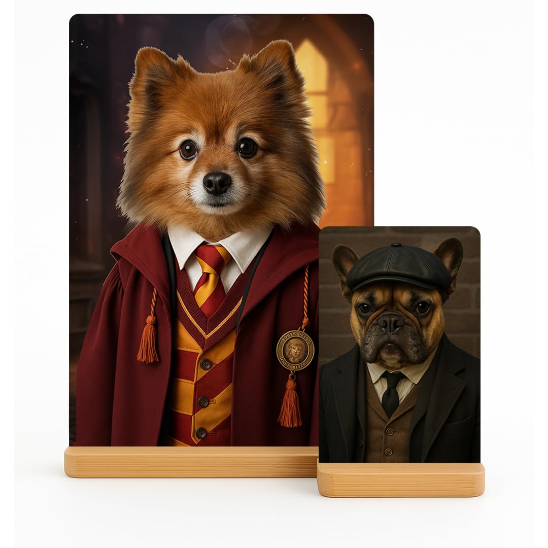 Personalised Pet Portrait Dog TV/FILM Gift From Photo Desktop Metal Picture Frame With Stand Custom Memorial Keepsake Gifts for Dog Lovers Cat Border Collie Bulldog Any Breed A5