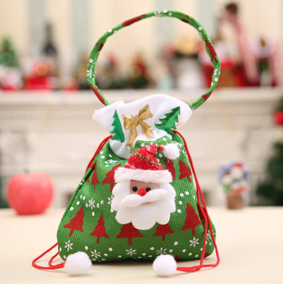 KHLSHOPBag for Candy Chrismas Decorations for Home Ornament Decoration Santa Claus Bags for Tree Decor (Green Santa Claus)