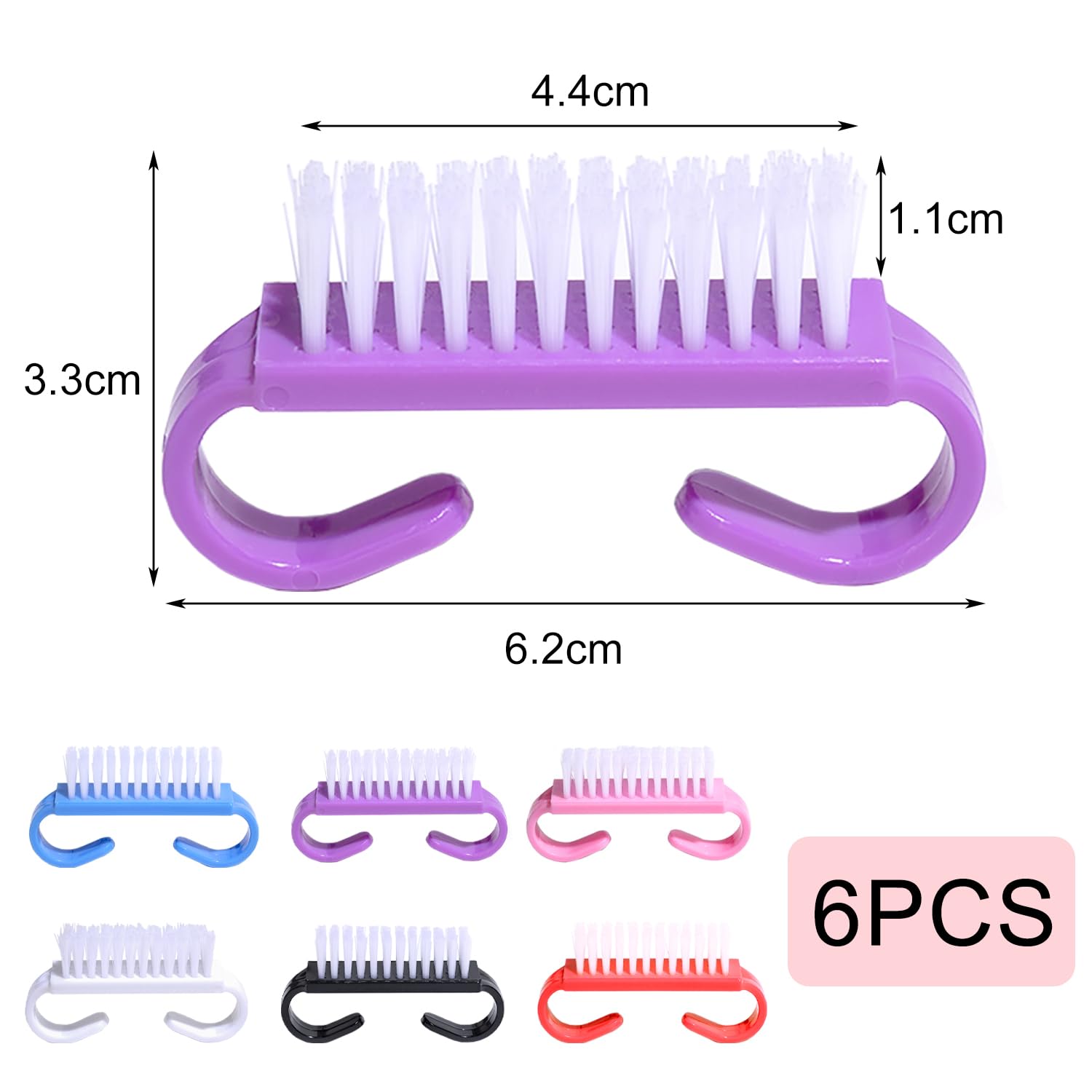 6 Pacchi Manico Spazzola per Unghie, per Dita e Unghie Pulitore Pennelli per Uomini e Donne(6 Colore?