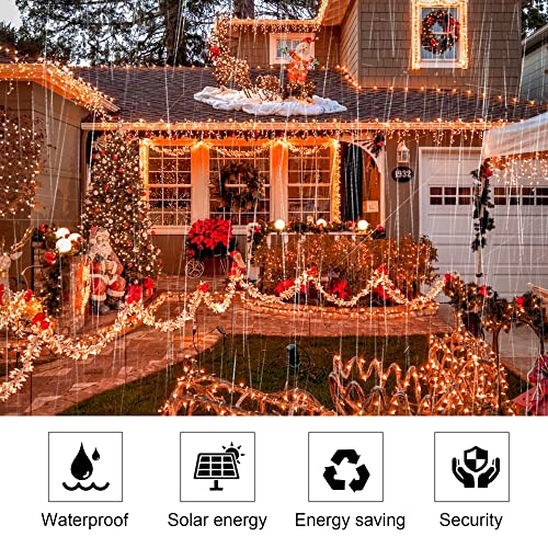 Kemooie 2 Pack 100 Led Orange Solar Halloween Lights, 8 Twinkle Modes Waterproof Upgraded Solar Powered Fairy Lights, For Outdoor Garden Patio Christmas Halloween Decorations (Orange) #TOP3