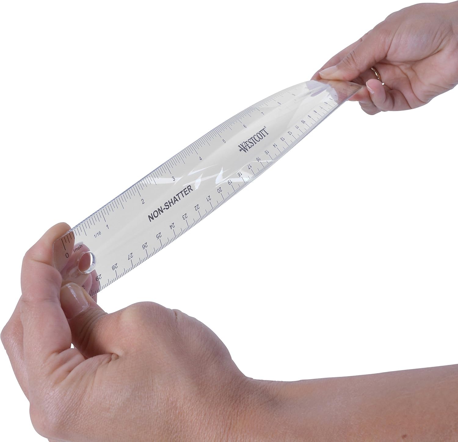 Westcott Flexibles, bruchsicheres Lineal, 30,5 cm, flexibles Design mit leicht ablesbaren Markierungen, transparent, für Zuhause, Büro, Klassenzimmer, Schulanfang, Schulbedarf