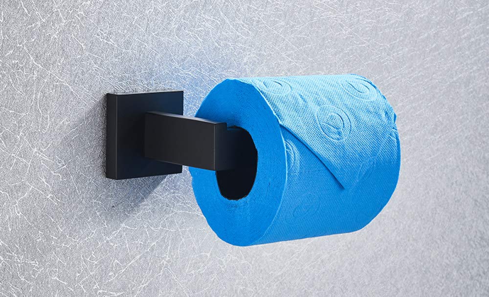 Juego de accesorios de baño negros – Gancho para bata, toallero, soporte para papel de seda, estante para cepillo de dientes – Accesorios de baño modernos para decoración del hogar
