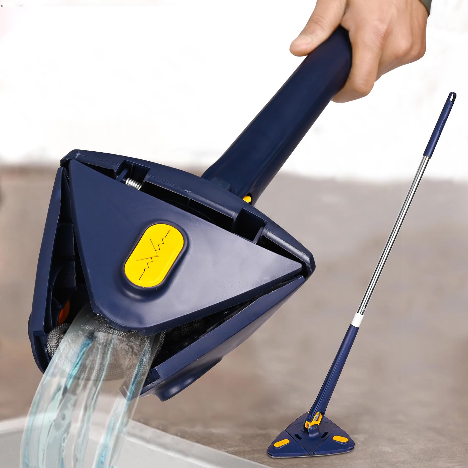 Zureni Wet & Dry Adjustable Triangle Twist Floor Cleaning Mop Push-Pull Squeezing Wiper with Long Stainless Steel Handle for Home Floor Cleaning (360 Rotatable, Multicolour - Pack of 1 (B0CWY4TVM5) Amazon Price History, Amazon Price Tracker