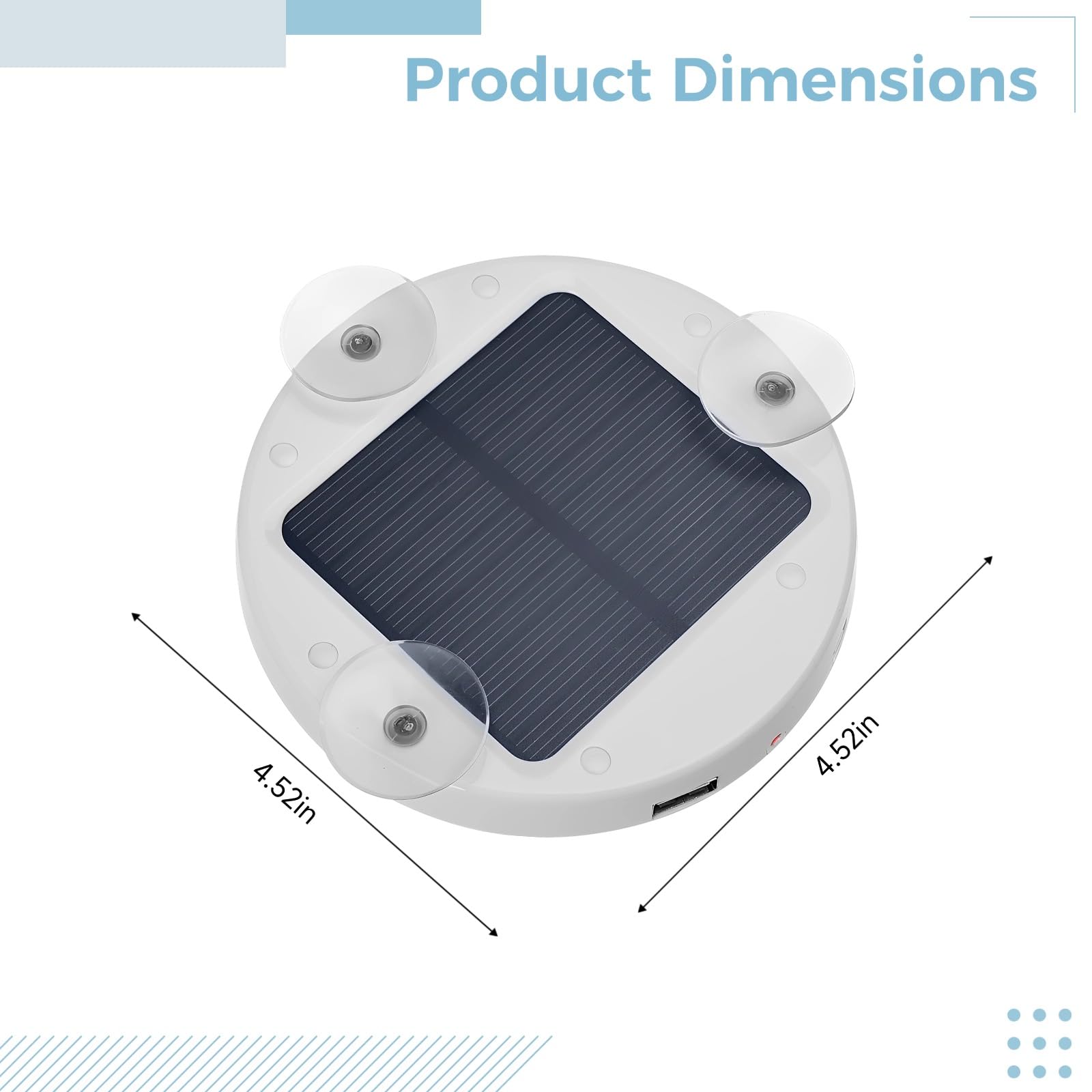 Solar Power Bank 5200 mAh, caricatore solare rotondo per telefoni cellulari con supporto a ventosa per finestra, porta USB universale, caricabatterie portatile sottile e leggero per alimentazione di