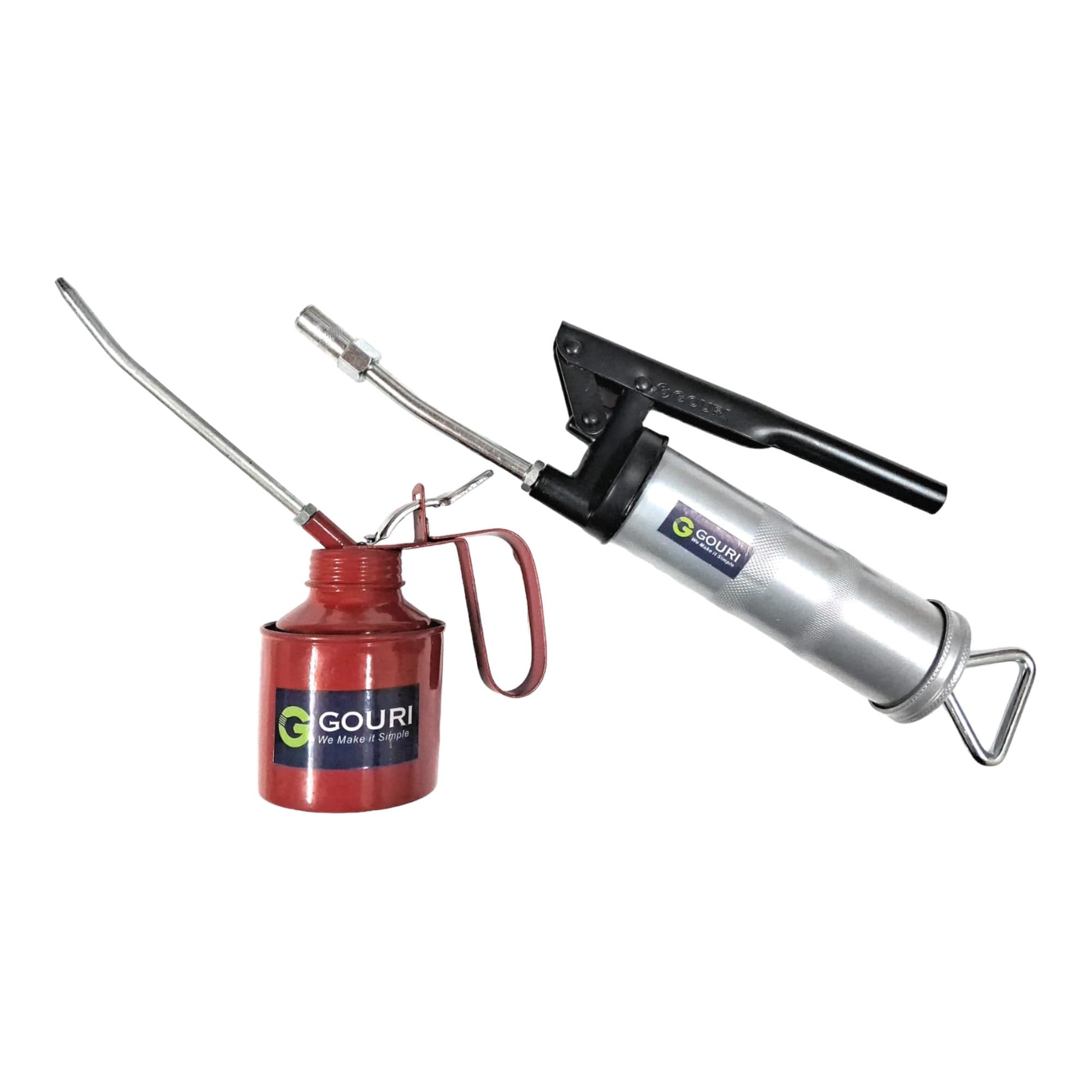 Gouri 280g - 10 OZ Grease Capacity Grease Gun & 1 Oil can 1/2 Pint Capacity | Grease Gun for Greasing Machinery | Lever Type Grease Gun with Rigid Extension and Coupler (B0D2RXWJPQ) Amazon Price History, Amazon Price Tracker