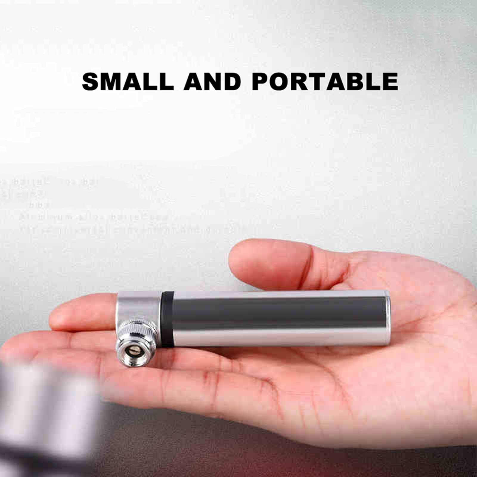 TIM-LI Mini Pompa per Bici Portatile, Pompa per Pneumatici per Bici Ad Alta Pressione da 90 PSI con Staffa di Montaggio/Ago Gonfiabile/Bocca Dell'interruttore Adatta A Presta E Schrader,Argento