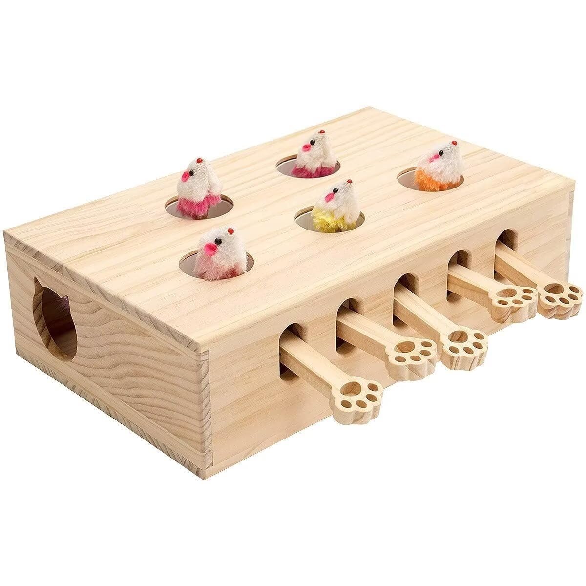 Juguete desplegable para gatos, juguetes interactivos de madera maciza para gatos de interior, juego de atrapar ratones.