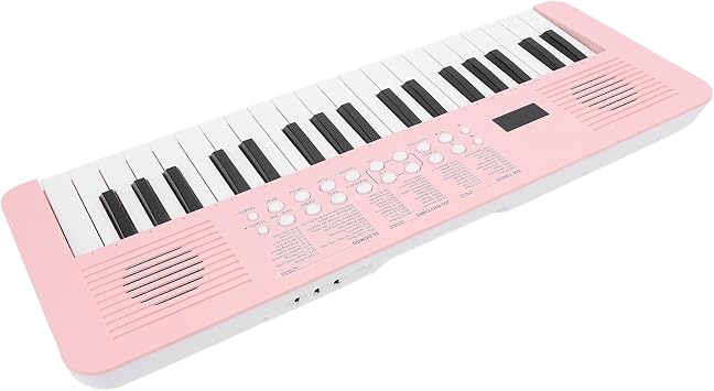 Portable 37 Key Keyboard Piano, Electronic Keyboard with 200 Tones, 200 Rhythms & 35 Demos, Multi Functional Digital Instrument, Ideal for Beginners (Pinkish)