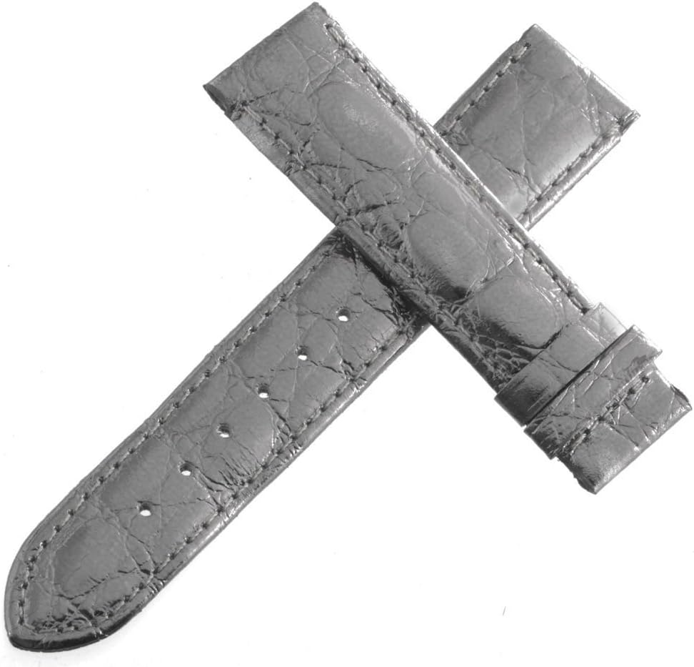 Authentic Van Der Bauwede Dark Grey Silver Metallic Leather Watch Band 18mm x 17mm