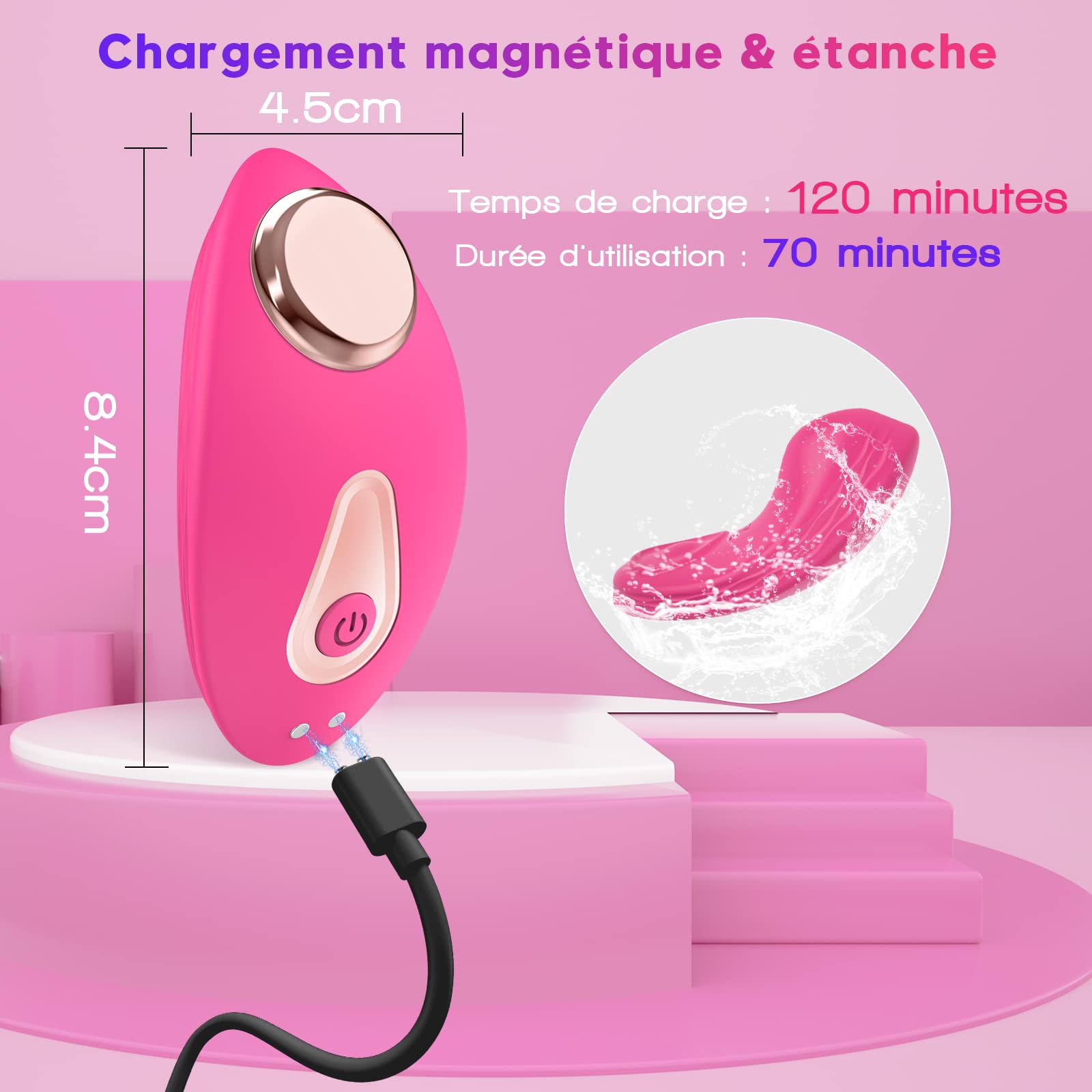 Jahuno Vibromasseurs feminin portable avec APP, Sex toýs oeuf vibrateur pour couple à distance avec 10 modes pour son clitoris vaginal, vibrant sans fil clitoridien, Rose