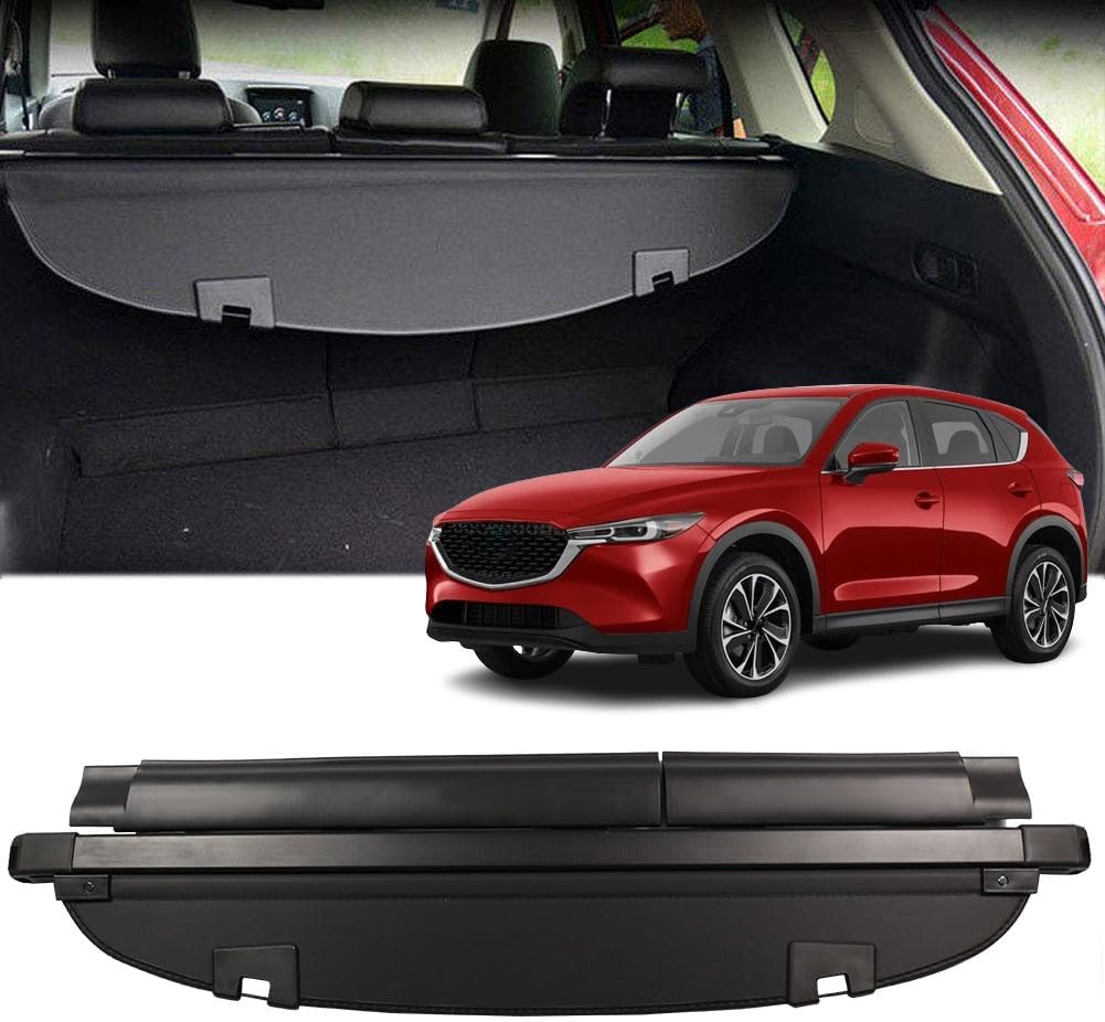 MarretooAuto Original Style Cargo Cover for Mazda CX-5 2017 2018 2019 2020 2021 2022 2023 with Rebounding plastic Trunk Cover