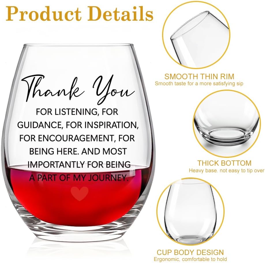 Thank You Being a Part of My Journey Wine Glass, Appreciation Wine Glass Gifts for Women Men Professor Mentor Coworker Boss Friend, Elephant Thank You Gifts for Women Friend Bestie Sisters BFF - Image 3
