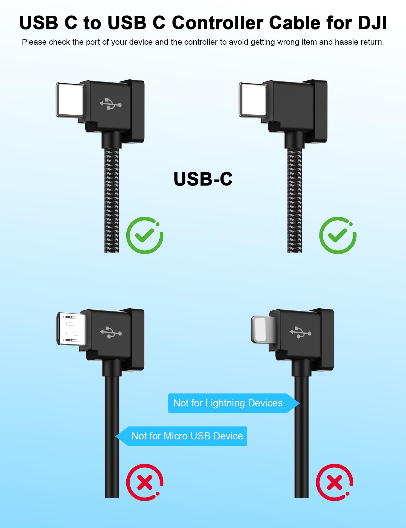 Cavo controller da USB C a USB C per drone DJI, 3 m, cavo intrecciato | Cavo telecomando per Mavic 3/Mini 4 Pro SE Air 2 2S/RC-N1 N2 N3 per iPhone 17 Pro Max 16 15/Samsung A17 A16 S26 Ultra