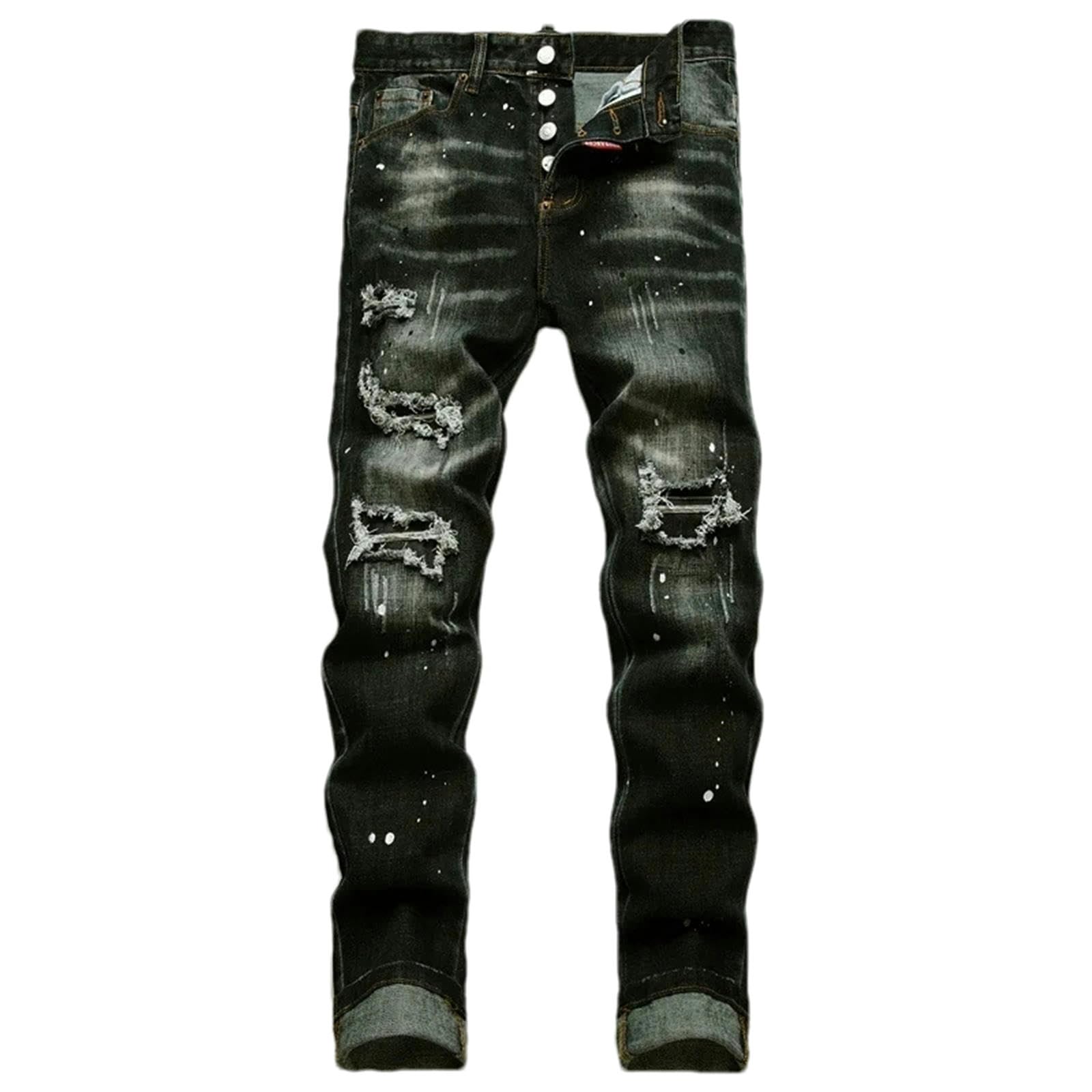 ZMIN Jeans strappati da uomo slim fit piccolo piede blu pantaloni jeans skinny elasticizzati maschili
