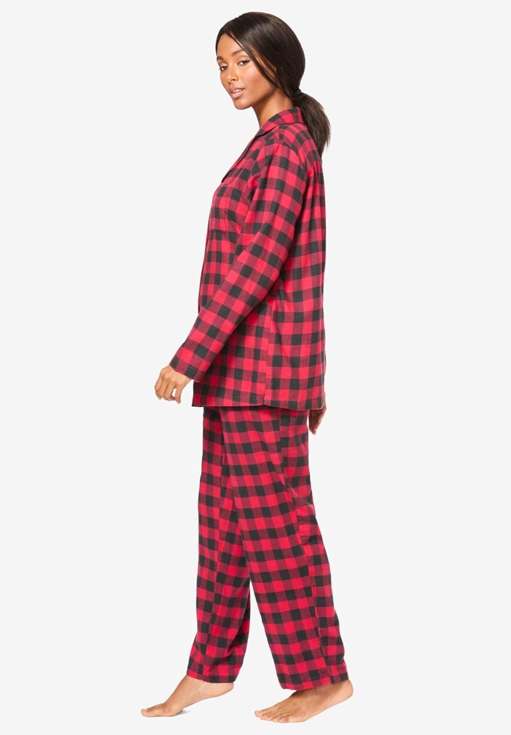 Dreams & Co. Plus Size Classic Flannel Pajama Set