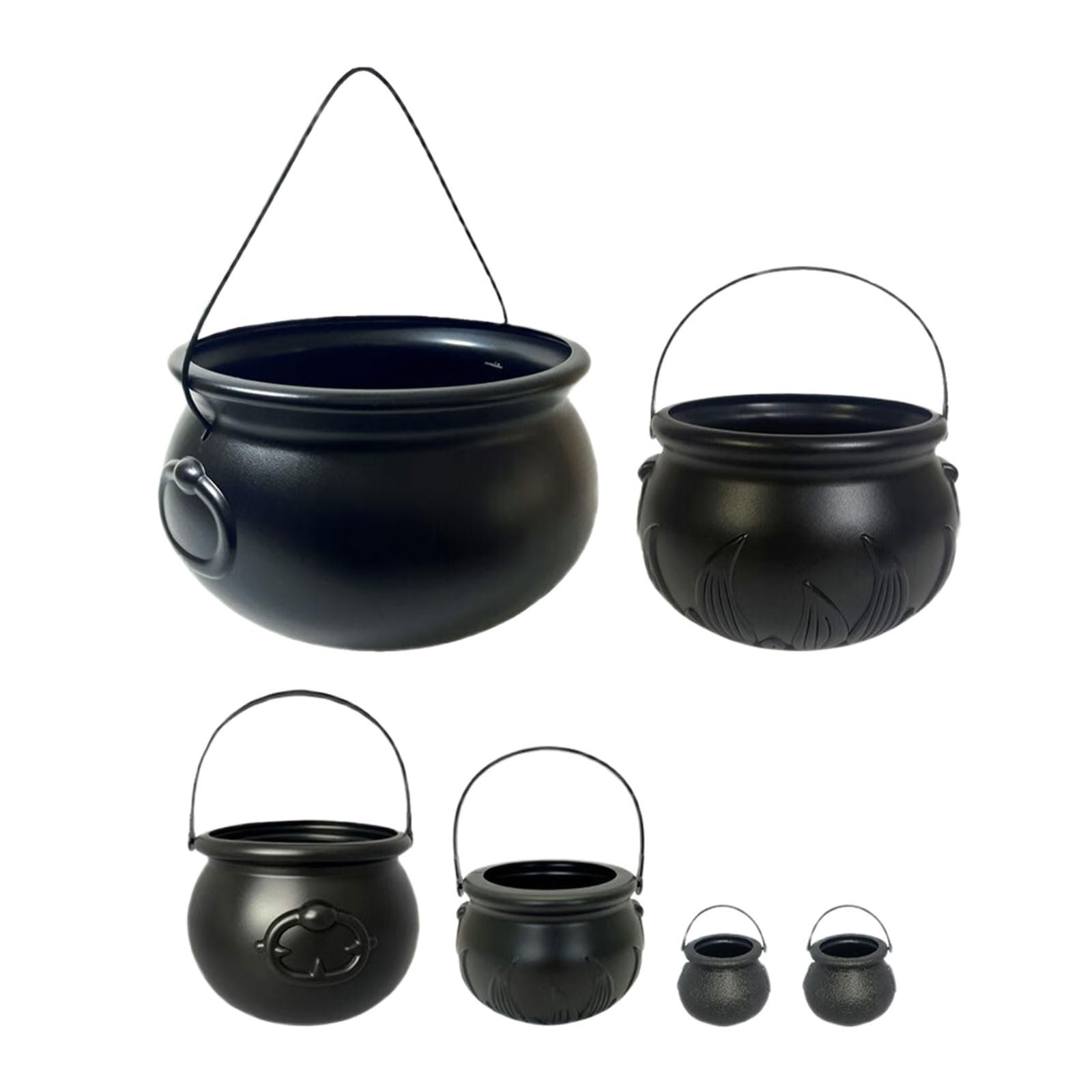 TFAOYS 6 Piece Cauldron Candy Holder for Halloween Decorations, Witch Party Supplies & Treat Containers Black Witch Candy Container