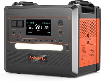 SolarPlay Portable Power Station 2500WPeak 5000W, 2304Wh Solar Generator, 1.5Hrs Fast Charging LiFePO4 Battery 4 AC Outlets BMS Emergency Power Station for Home Camping Outdoor Battery Backup