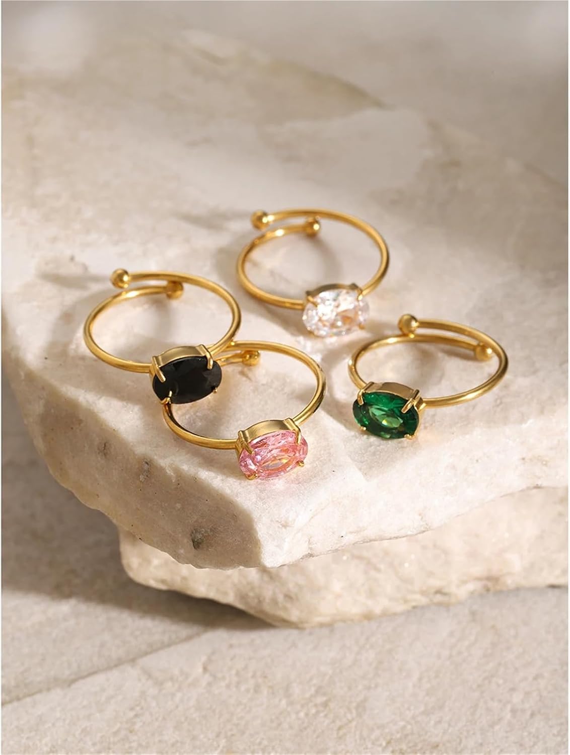 Shiny Diamonds Stainless Steel Open Ring Color Bling Charm Jewelry Gift 1Pcs