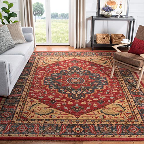 SAFAVIEH Mahal Collection MAH621C Traditional Oriental Non-Shedding Living Room Bedroom Dining Home Office Area Rug, 9 x 12 , Navy Red