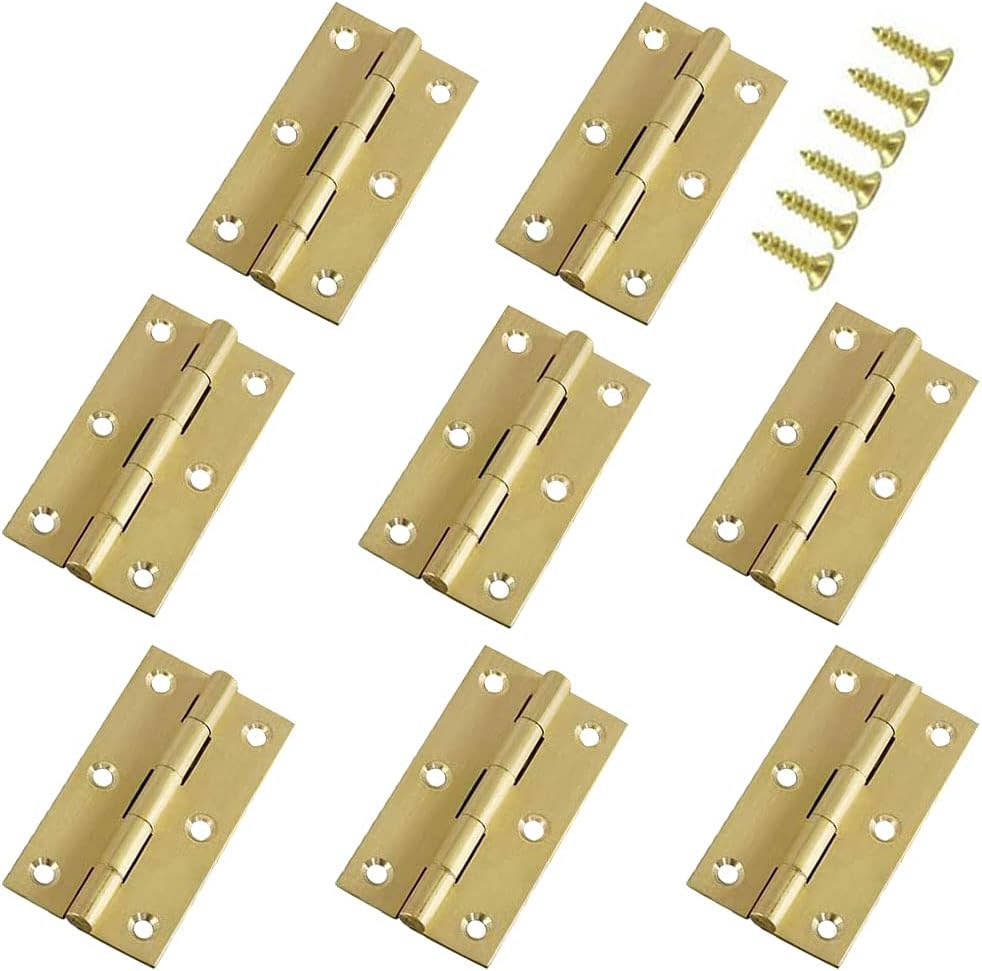 Jinyuanchao ミニソリッド真鍮ヒンジ キャビネット引き出し バットヒンジ ジュエリーチェストウッドボックス用 1/1.5/2.5インチ バットヒンジ 8個 (1.5インチ)