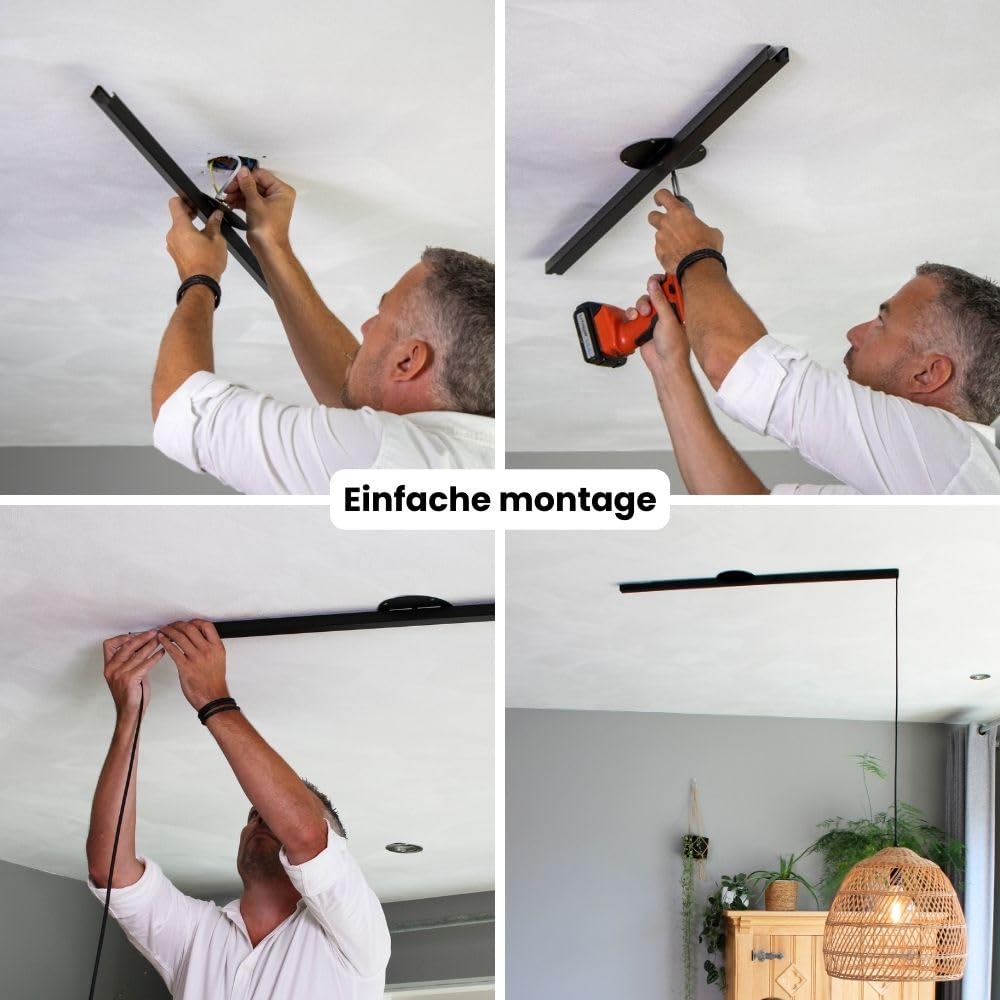 Lightswing® Twin Aufhängesystem für zwei Hängelampen - Matt Weiss - 90 cm - Beweg deine Hängeleuchte Mühelos - Einfache Installation - Hängelampe Esstisch - Pendellampe Verstellbar - Hängeleuchte