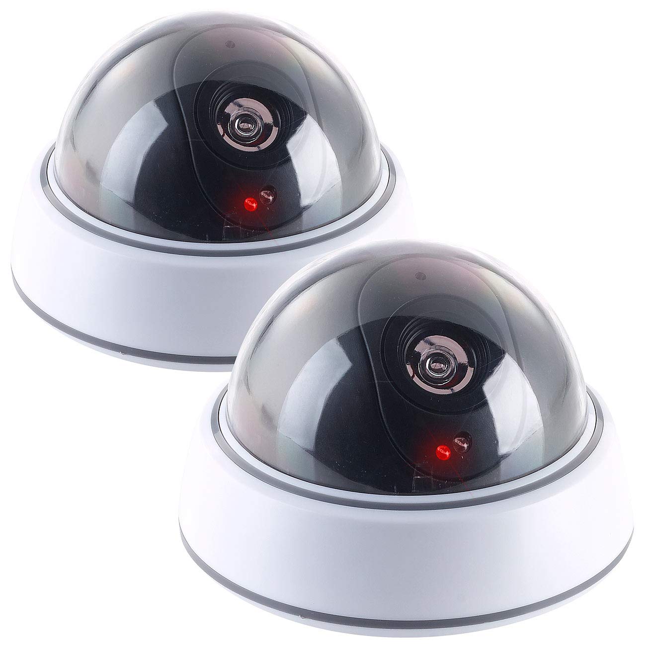 VisorTech Video-Kamera-Attrappen: 8er-Set Dome-Überwachungskamera-Attrappen, durchsichtige Kuppel & LED (Überwachungskamera außen Attrappe, Dummy-Kameras)
