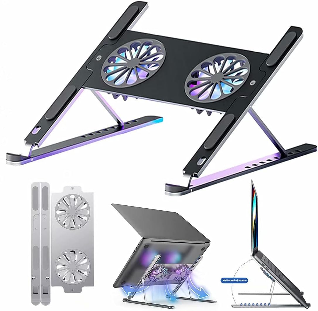 Laptop Stand Portable Foldable Adjustable Laptop Riser, Ventilated 8-Angle Adjustable Laptop Computer Holder Desk Stand for Desk, Suitable for All Tablets