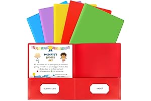 Assorted Color Pocket Folders for School, Office, Business, Tear Resistant 5 Plastic Folders