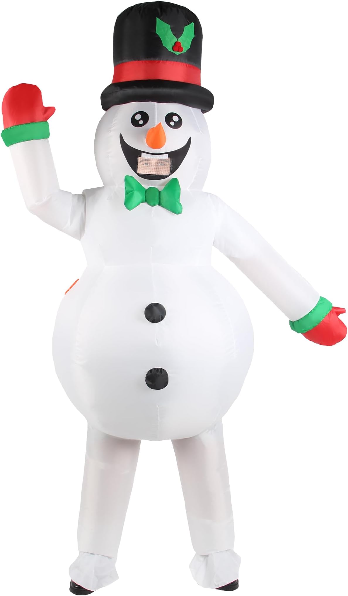 Christmas Inflatable Snowman Costume Adult Outfit Unisex Onesie Full Body Funny Costumes Men Women Fancy Dress Blow Up Suit for Halloween Xmas Holiday Cosplay Parties