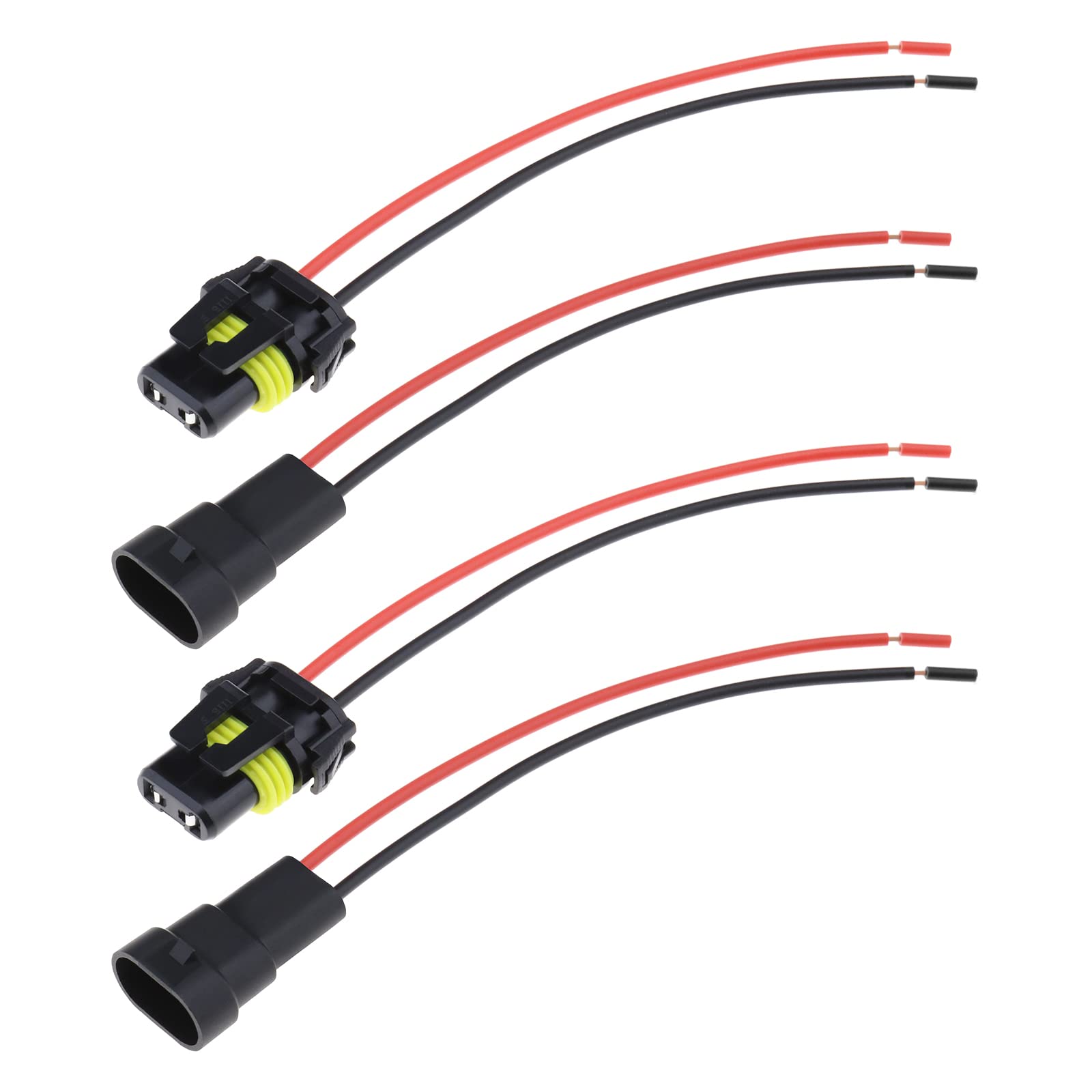 4-Pack Universal 9006/9005 HB4 Fog Light Male Pre-Wired Connector Plug Harness