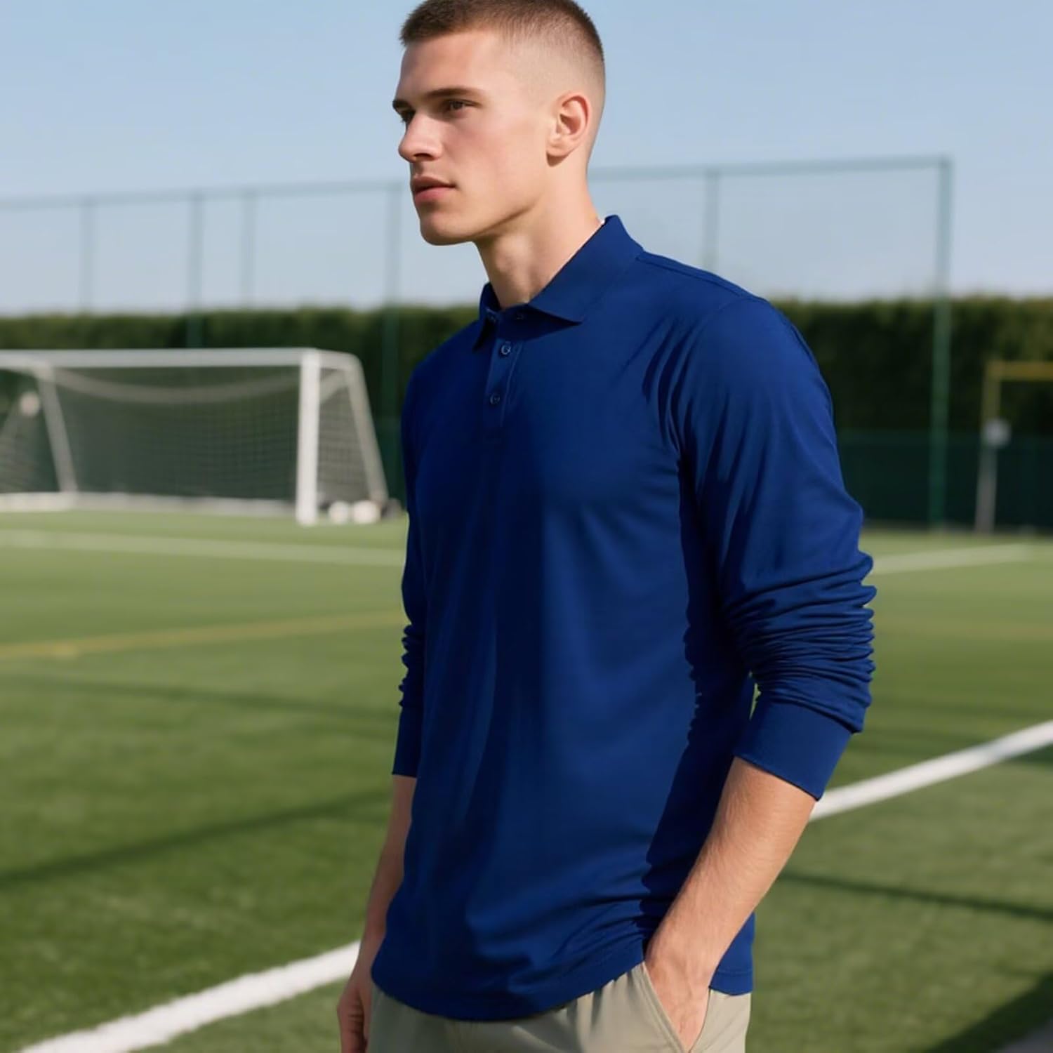 LeeHanTon Men's Long Sleeve Polo Gym Pack Tactical Golf Polo Daily Casual Stylish Collared Shirts UPF 50+